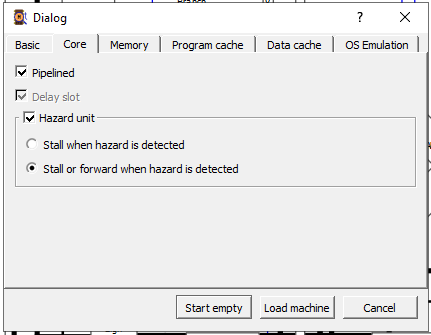 qtmips dialog opt core