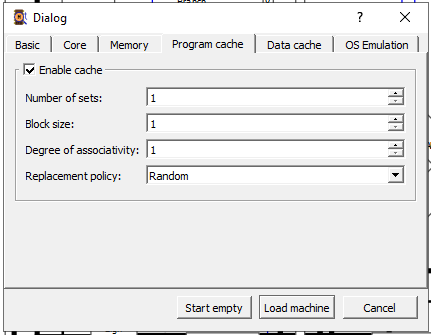 qtmips dialog opt pcache