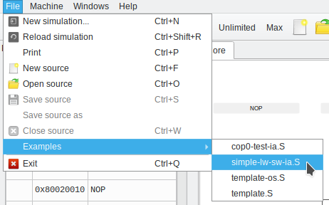 qtmips menu example