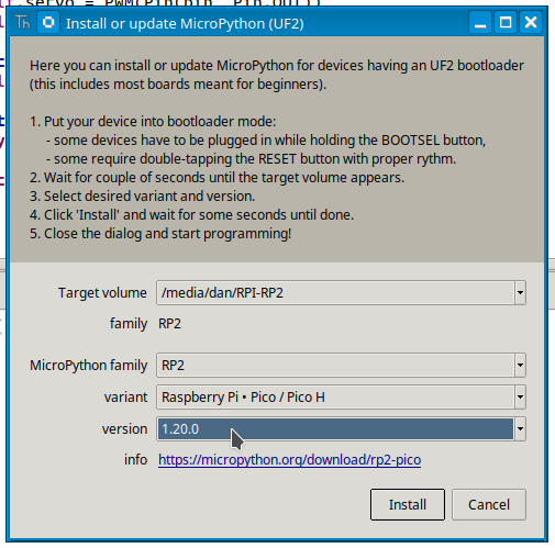 thonny pi pico micropython firmware