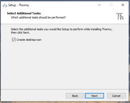 thonny setup desktop icon