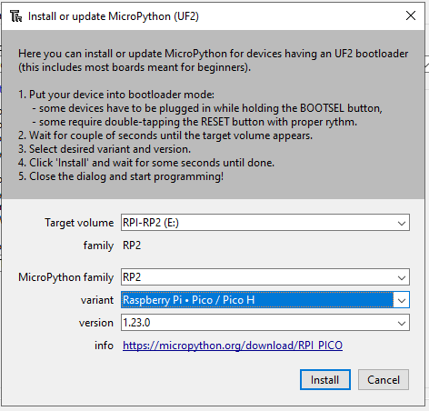 thonny install micropython