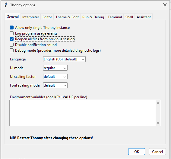 thonny options general