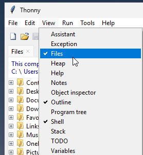 thonny settings view