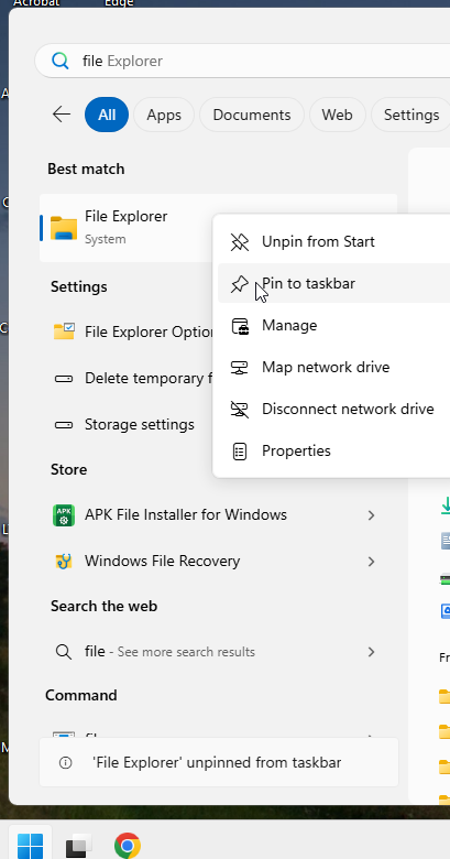 win11 file pin